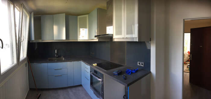 Cuisine équipée installée après rénovation complète — VBS Bâtiment